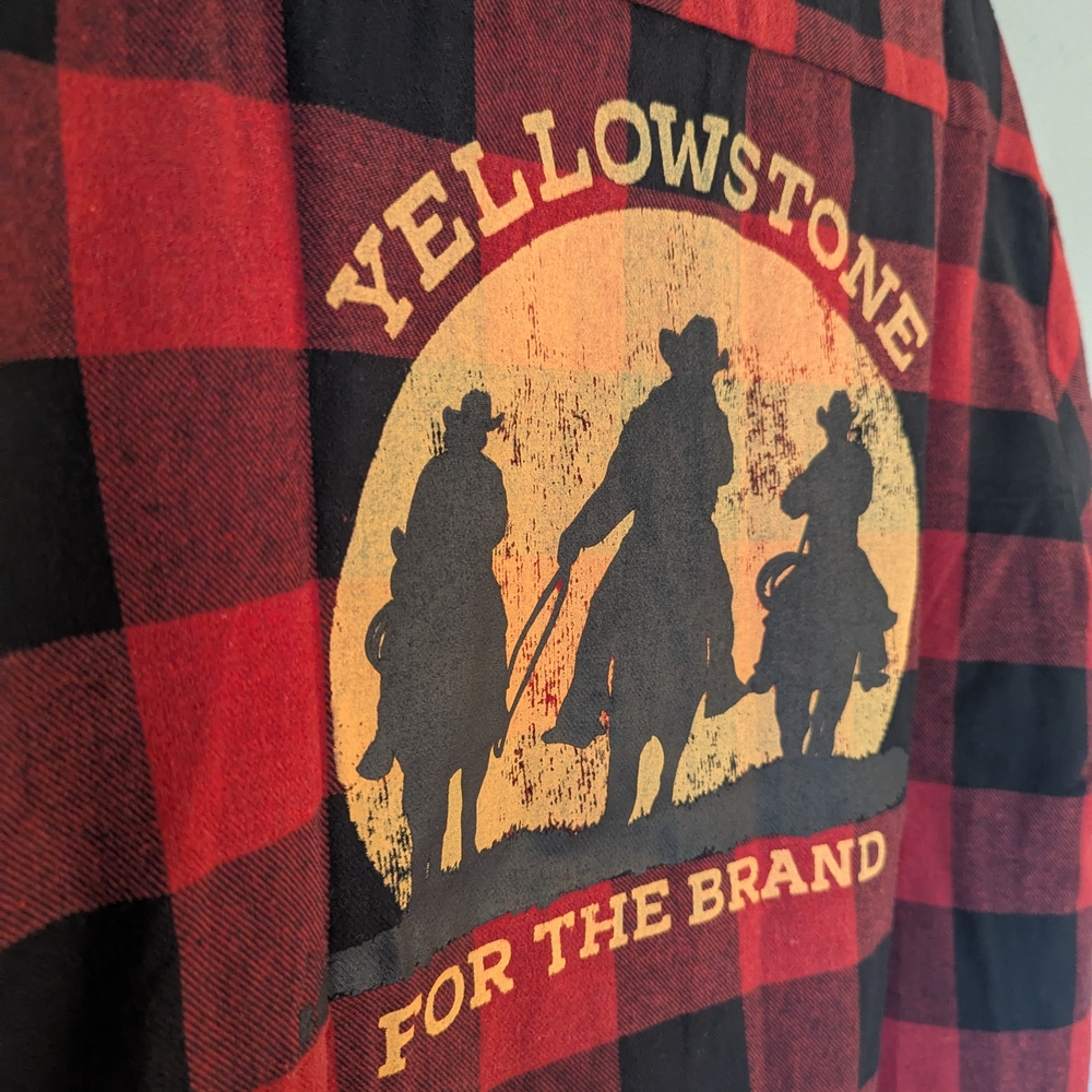 Yellowstone Red and Black Plaid Women's Button Down Shirt - Picture 5 of 6